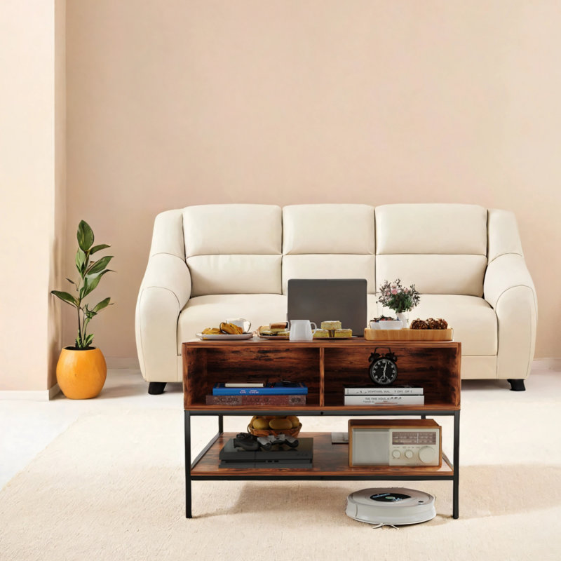 Coffee Table With Flip-top Design And Hidden Compartment