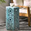 Table d'appoint 14 po en fer bleu sarcelle - Découpe élégante pour le patio, les boissons et les collations avec espace-1357589658