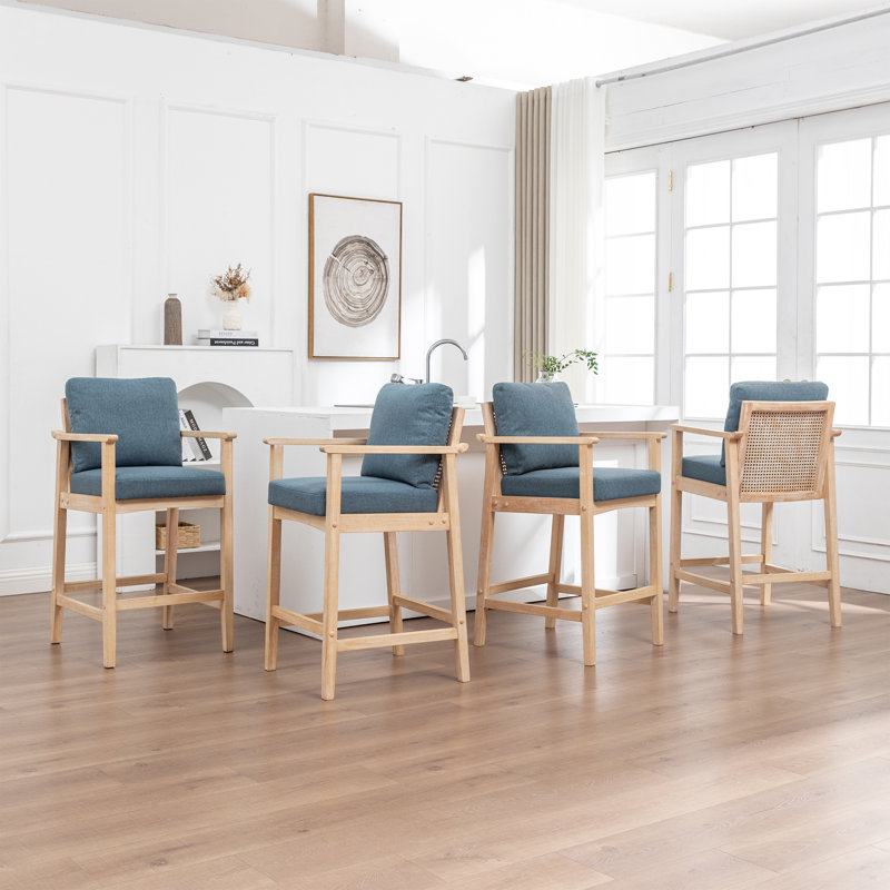 Ensemble de 4 tabourets de bar Willbanks, Bleu