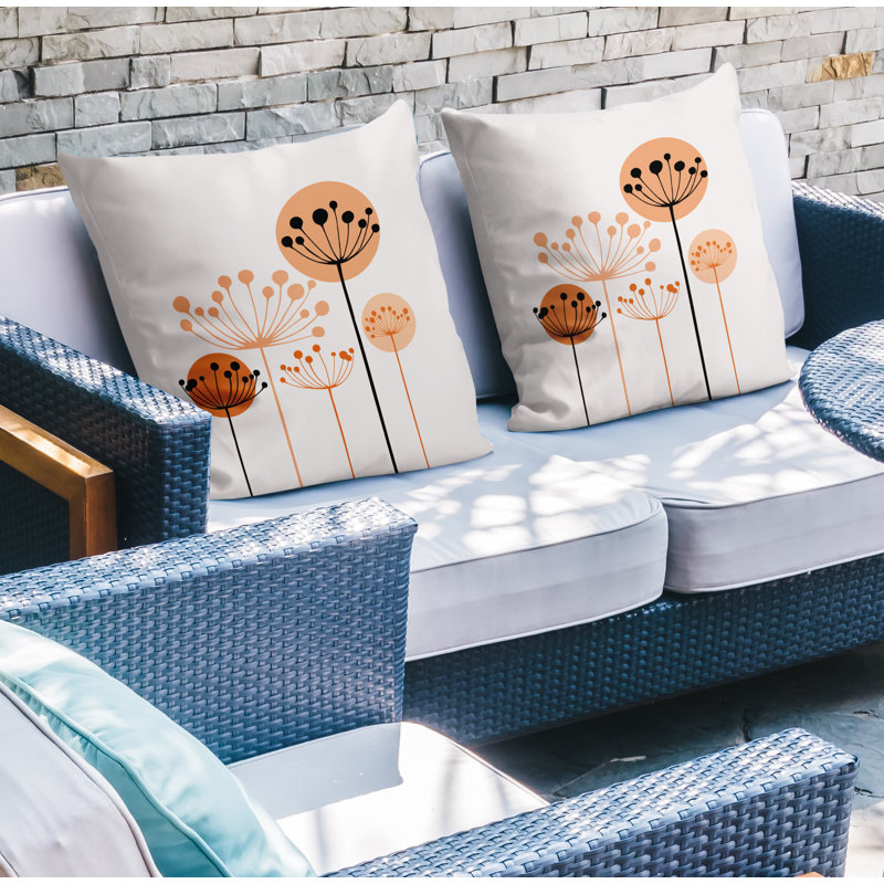 Housse et insert de coussin décoratif intérieur / extérieur en mélange de polyester, L 19 po x H 19 po, Orange