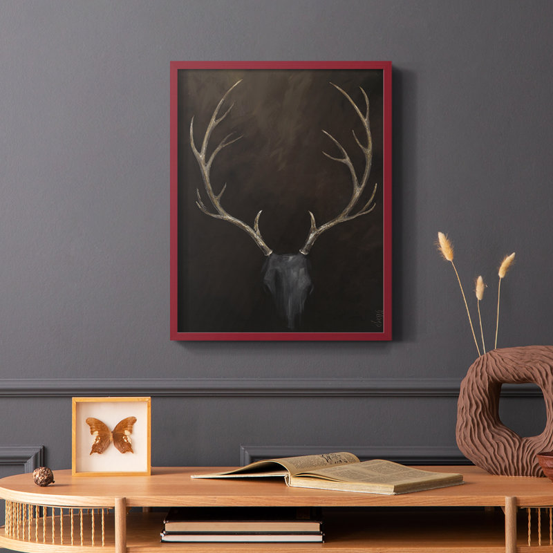 Buck Framed Print - Solid Wood, 28" H x 22" W, Black