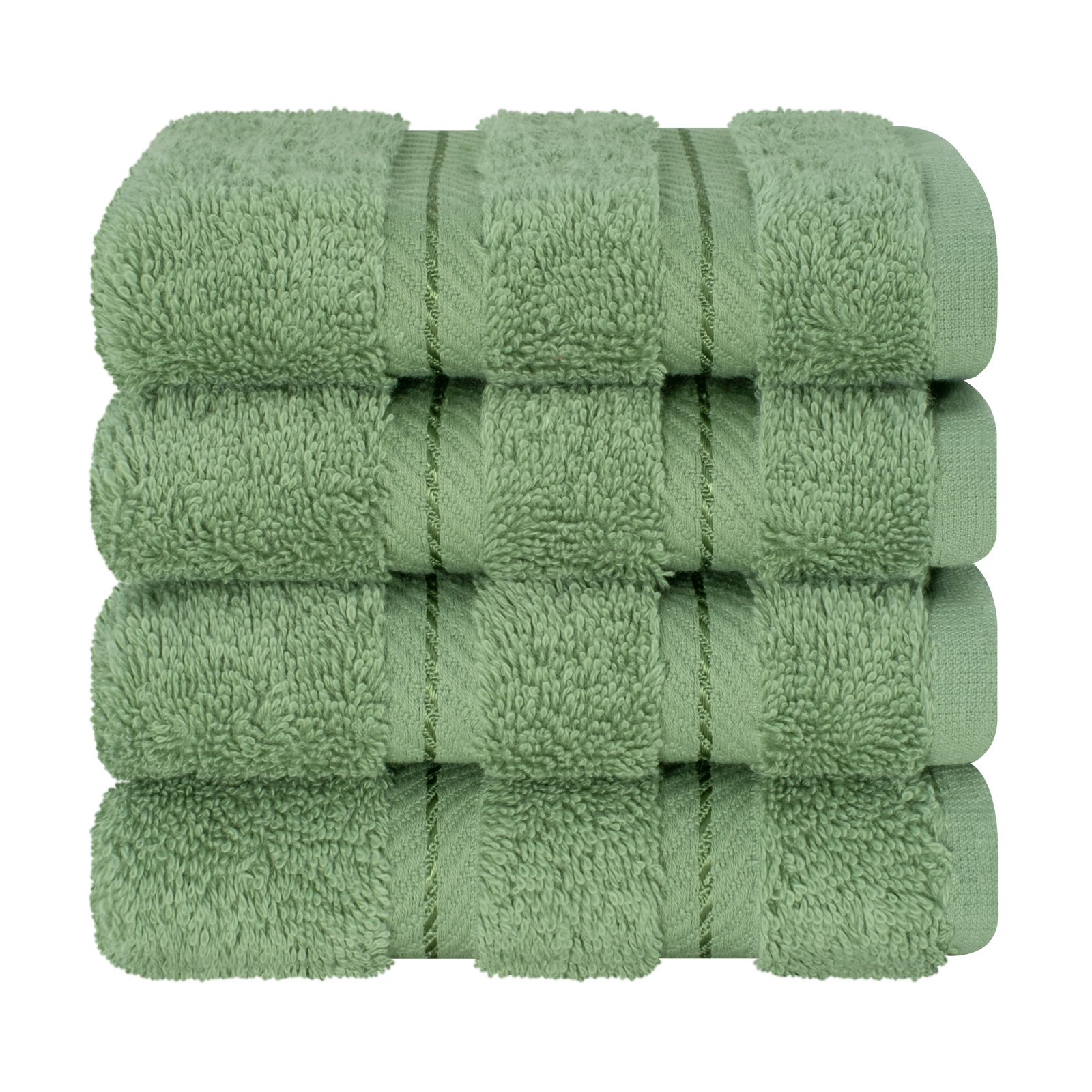 Darcelle 100% Cotton 4-Piece Turkish Washcloth Set, Sage Green