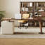 Bureau en bois manufacturé rectangulaire brun noisette + blanc avec 3 tiroirs-538440524-538440520