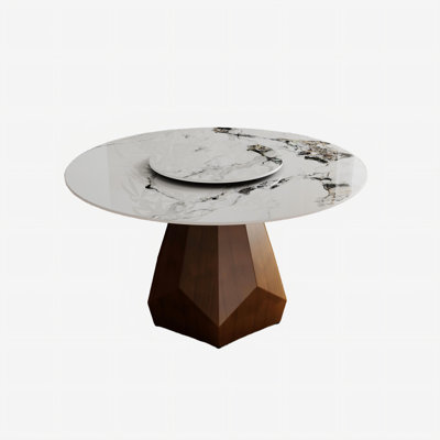Round Sintered Stone Dining Table With Lazy Susan