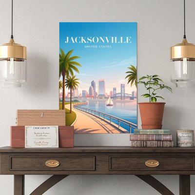Canvas Wall Art Jacksonville United States Skyline Poster Vintage Poster Print Home Decor