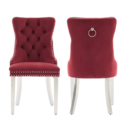 Tufted Velvet Wing Back Side Dining Chairs