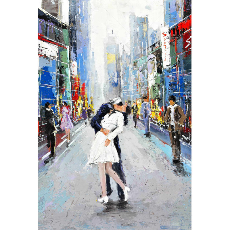 «Kiss Of Times Square» sur toile, H 36 po x l 24 po