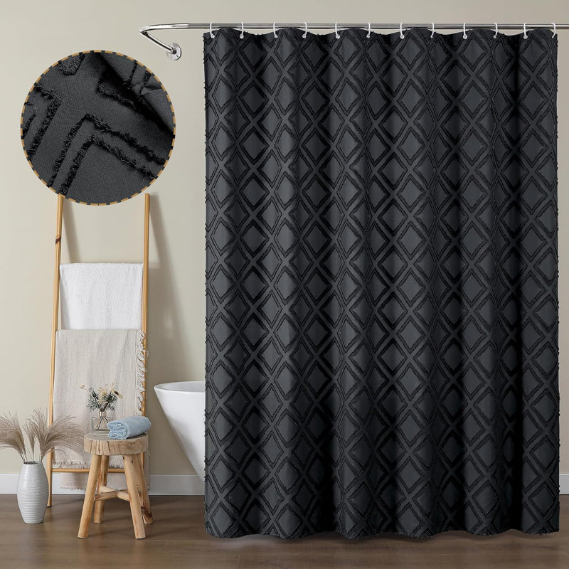 Ensemble de rideau de douche Jacquard, Noir