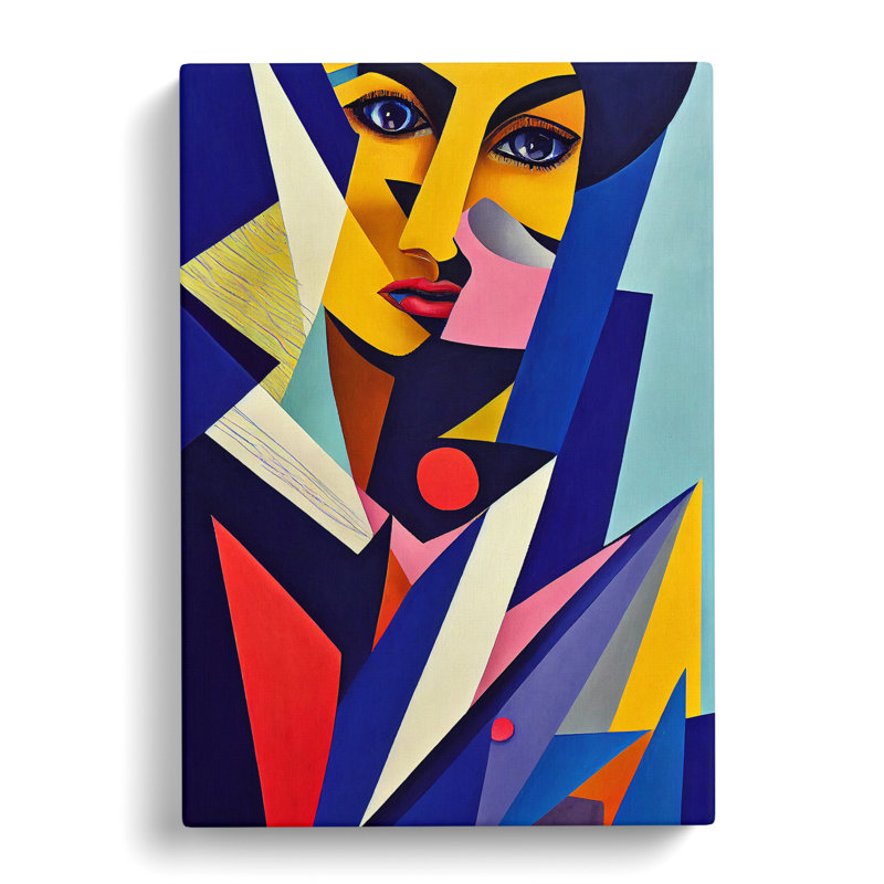 Woman Abstract Cubism No.1 - Wall Art, 50cm H x 35cm W x 3cm D, Wrapped Canvas
