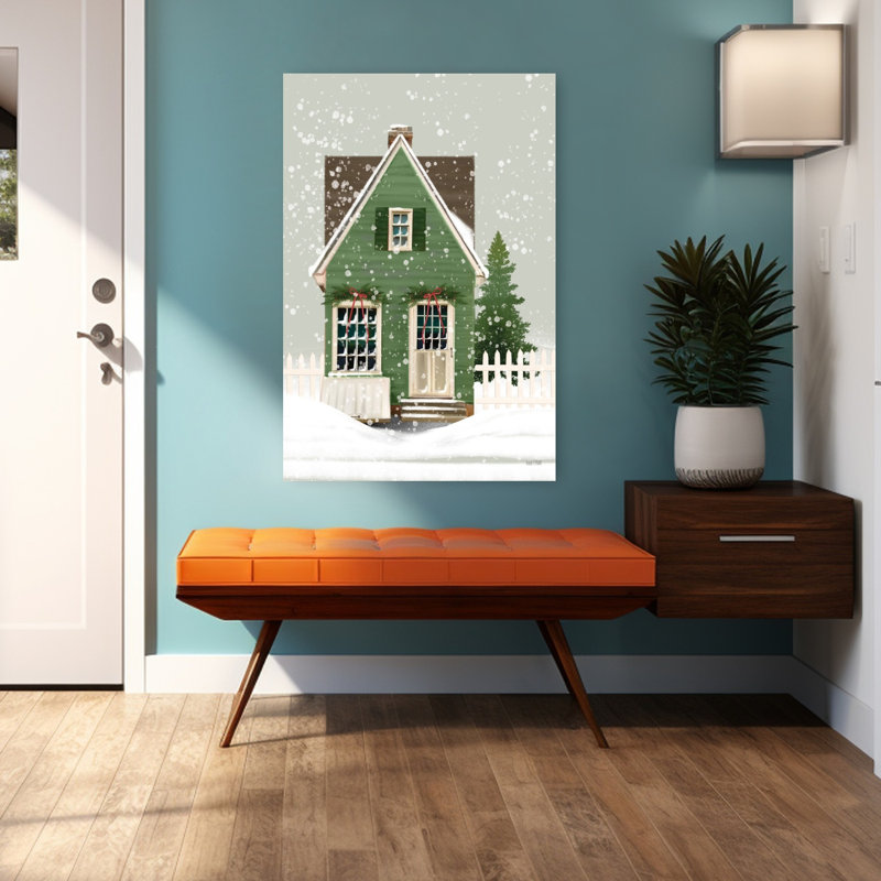 Maison de vacances abstraite, art contemporain de l'architecture hivernale, 48" H x 32" W