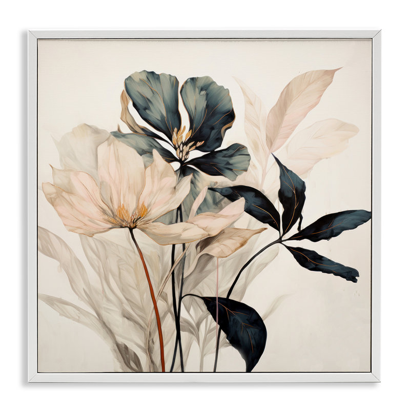 Jolies fleurs en sourdine, estampe numérique encadrée par Lazar Studio, Cadre blanc, H 24 po x l 24 po