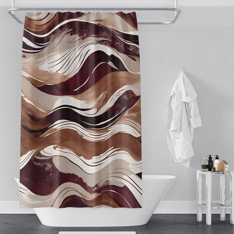 Rideau de douche abstrait Donyai, H 93 po x l 70 po