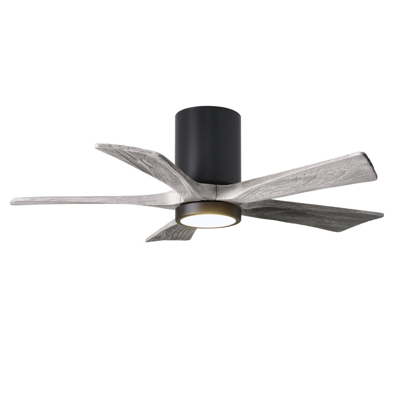 Ventilateur de plafond à 5 pales DEL avec ensemble d'éclairage inclus Irene, Noir mat, 42", Ton bois de grange