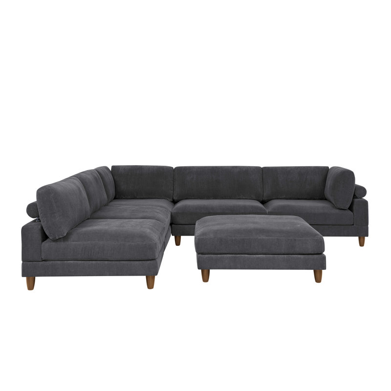 Espinosa Modular Sectional, Gray Corduroy