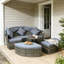 Ensemble de conversation près de la piscine, ensemble de mobilier modulaire de patio, lit de jour rond en rotin 4 pièces