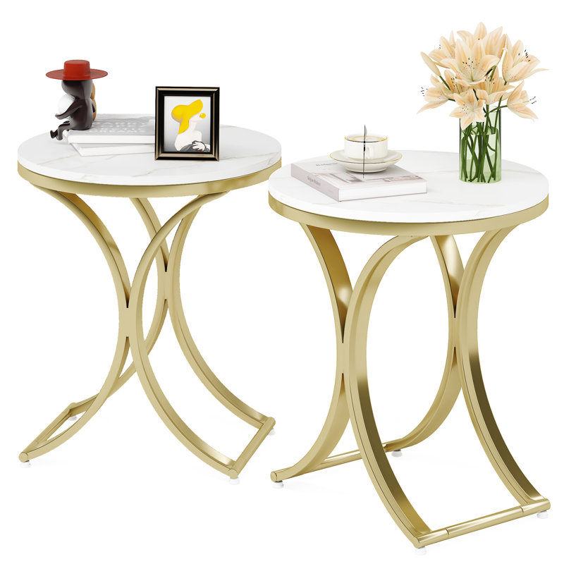 Round End Table Modern Small Coffee Table(Set of 2)