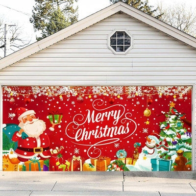 16x 7in Christmas Garage Decor Cloth Merry Christmas And Festive Outdoor Garage Door Hanging Cloth