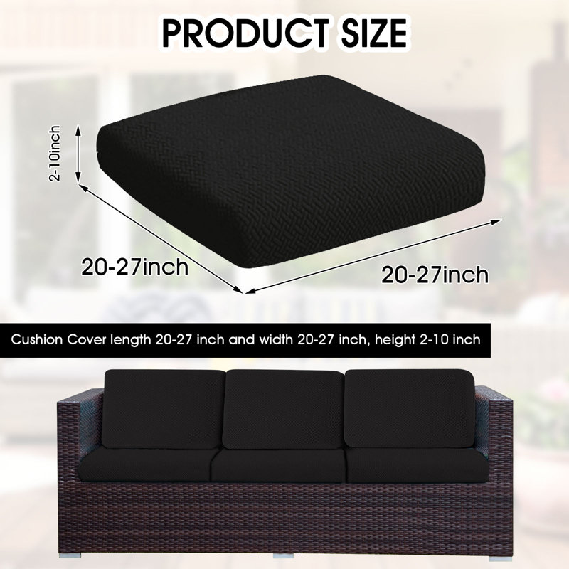 Fabric Box Cushion Slipcover, Black Fabric