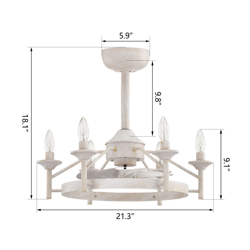 21.3'' Remote Control Reversible Ceiling Fan With Lighting Kits For Living Room/Bedroom, Vintage White with White Blades