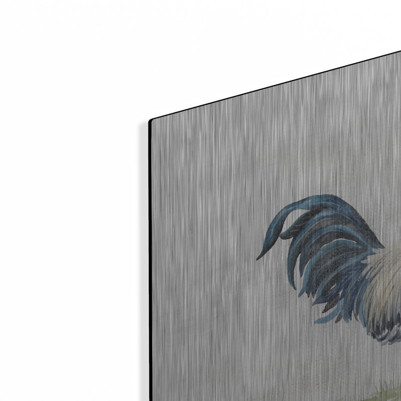 «Rooster In Watercolor» par Jean Plout, art mural en métal, H 12 po x l 16 po
