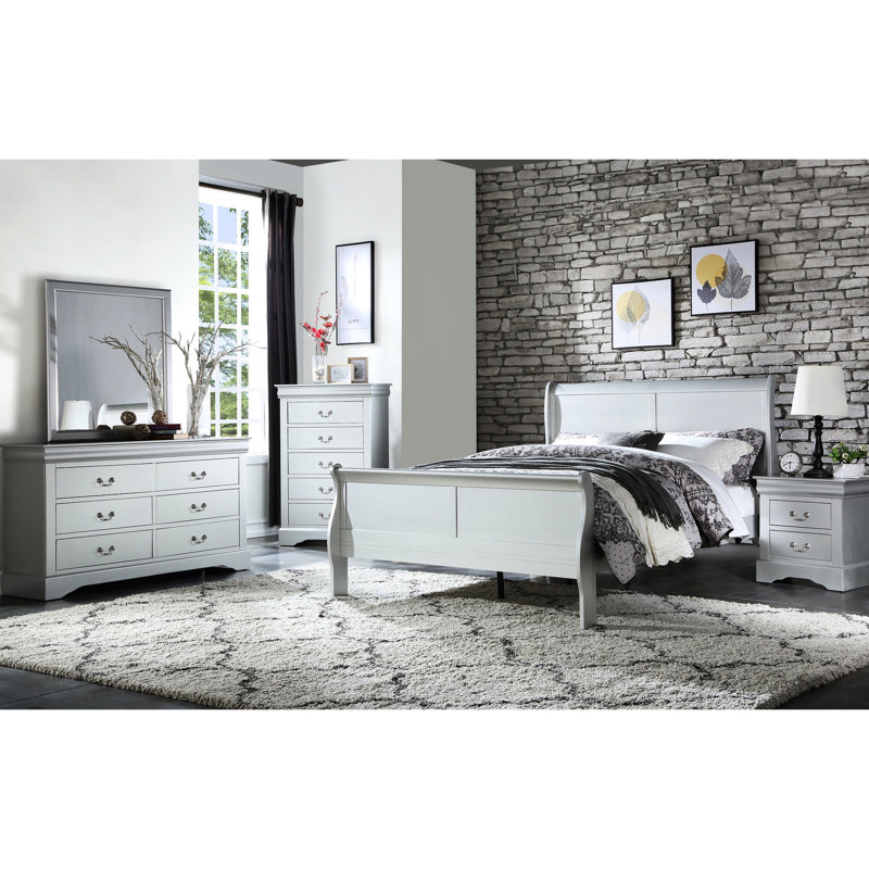 Élégant lit simple avec style - fabrication en bois massif, rangement supplémentaire, finition et placage gris platine, sommier tapissier, matelas confortable,