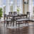 1-Piece Bench Dining Room Use Room Wooden Frame In Gray Finish Upholstered Design Seat