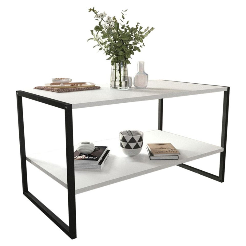 Pujan Solid Wood Coffee Table with Storage, White