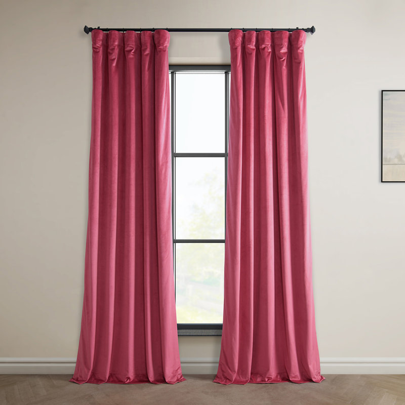 Matra Room Darkening Rod Pocket Single Curtain Panel, 50" W x 108" L, Dark Pink
