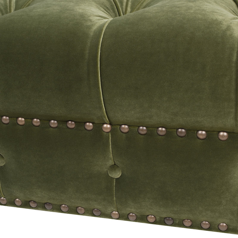 Canapé Chesterfield Newell, Velours vert olive