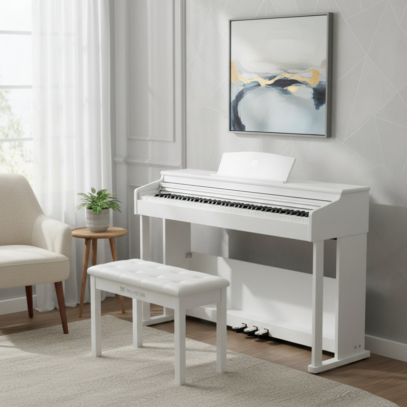 2 Packages Play Music Instrument With Bench, White