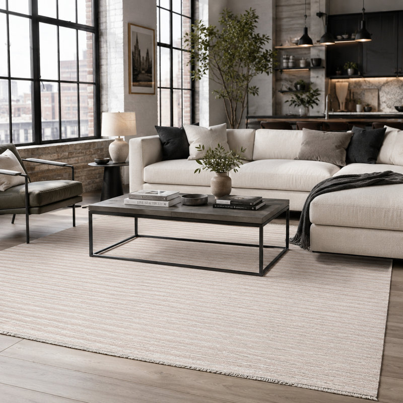 Abstract Cotton and Chenille Flatweave Area Rug, 160 cm round