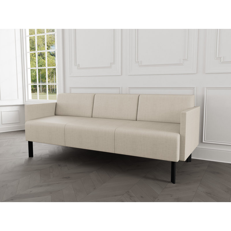 Luxe Lounge Reception Sofa, Plot Line Neutral, Black Steel