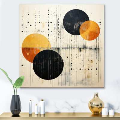 Grey Orange Mid Century Minimalist Oasis I - Abstract Collages Metal Wall Art