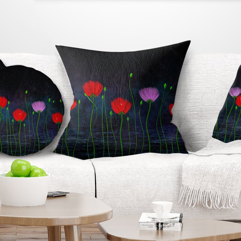 Coussin de pluie et de fleurs avec des greffons et des gouttes, 12 po x 20 po, Coussin lombaire