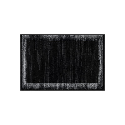 Geometric Border Black/Ivory Minimal Indoor Woven Area Rug