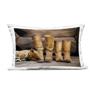 A Hard Days Work Boots Outdoor Printed Pillow design by Renel Peters