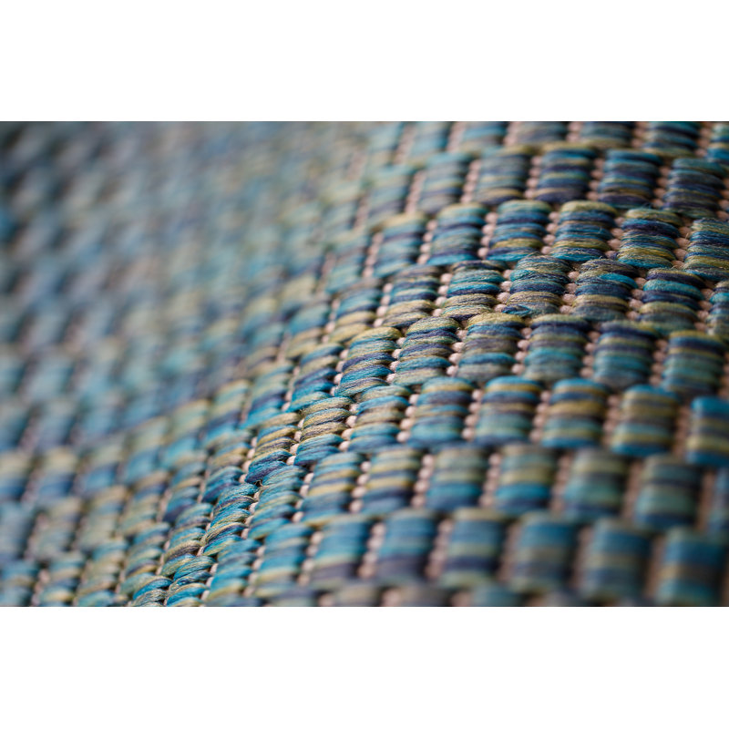 Tapis intérieur / extérieur bleu océan Rioux, Rectangle 5 pi 2 po x 7 pi 6 po