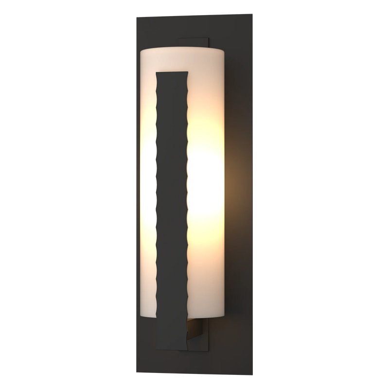 Vertical Bar Fluted Clear Glass 1-Bulb Outdoor Flush Mount, Coastal Gold, 23.5" H x 7.8" W x 6.8" D