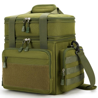 24L Large Tactical Insulated Lunch Bag for Men, Dual Compartment Leakproof Cooler Tote for Work & Camping
