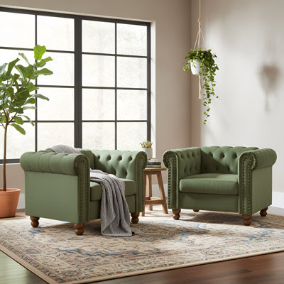 Jumal 2 Piece Velvet Chesterfield Living Room Chairs Set by House of Hampton