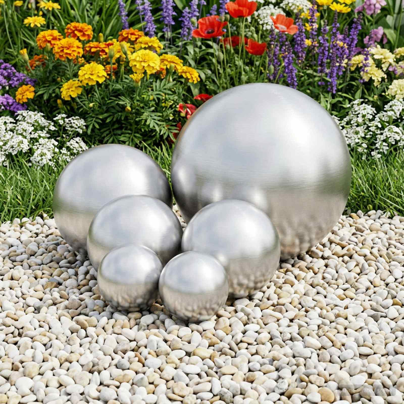  Gazing Ball Silver Stainless Steel 201 Decorative Ornaments Garden Home, Sliver