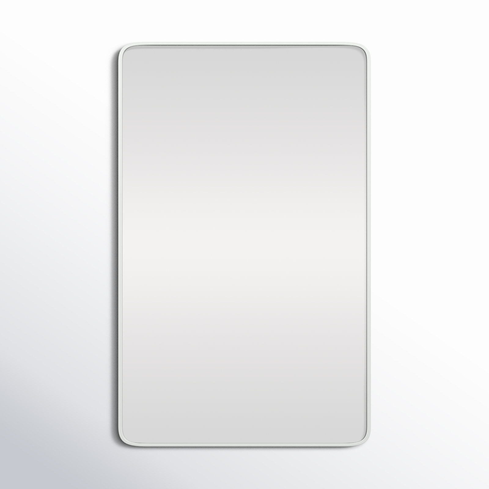 Sabine Metal Rounded Rectangle Wall Mirror, White, 48" x 30"