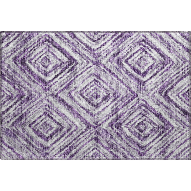 Tapis mauve de qualité supérieure lavable à la machine Prisco, Rectangle 1 pi 8 po x 2 pi 6 po