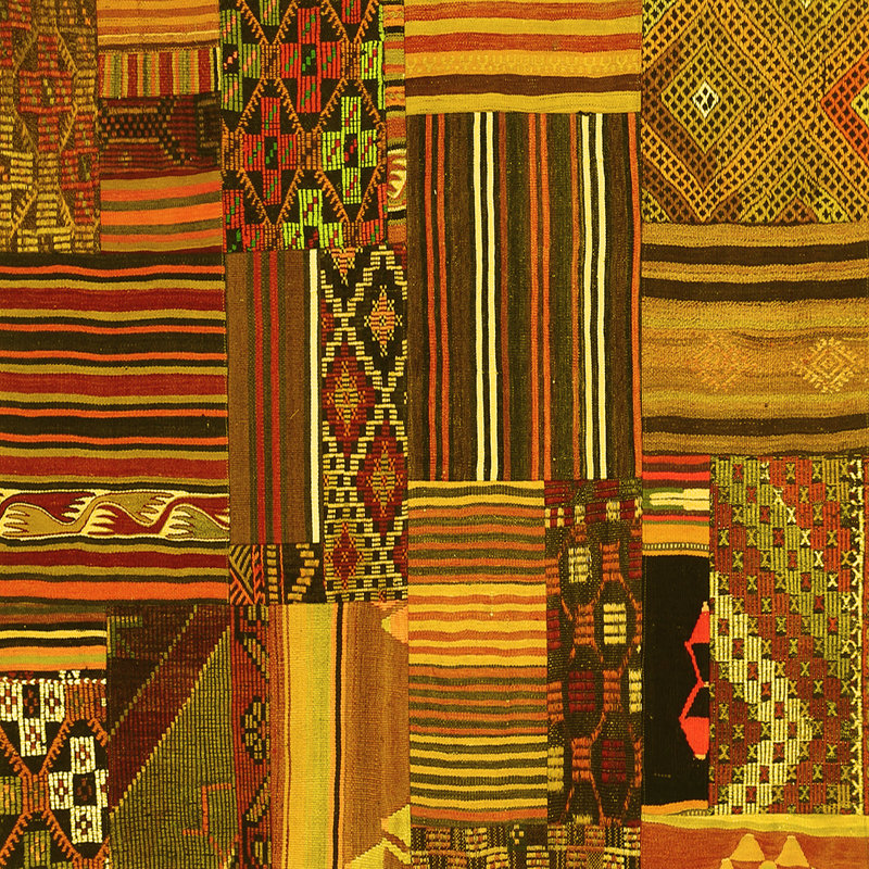 Tapis contemporains jaunes lavables à la machine 438, Carré 3 pi