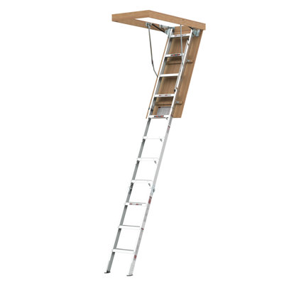 Échelle escamotable de grenier en aluminium avec housse isolante sur mesure, ouverture d'escalier de grenier de 22,5 po x 54 po, ensemble combiné avec fermeture à glissière et fermeture à glissière en aluminium