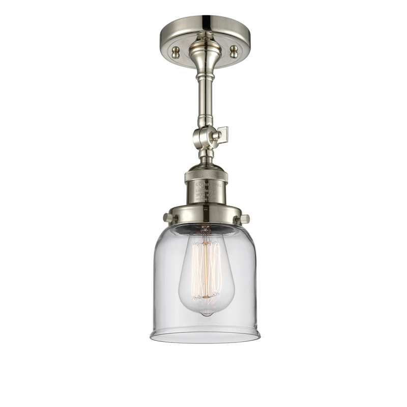 Applique murale 1 lumière 8 po Bell, Ampoule à DEL rétro de 6 watts, Clair, Nickel poli