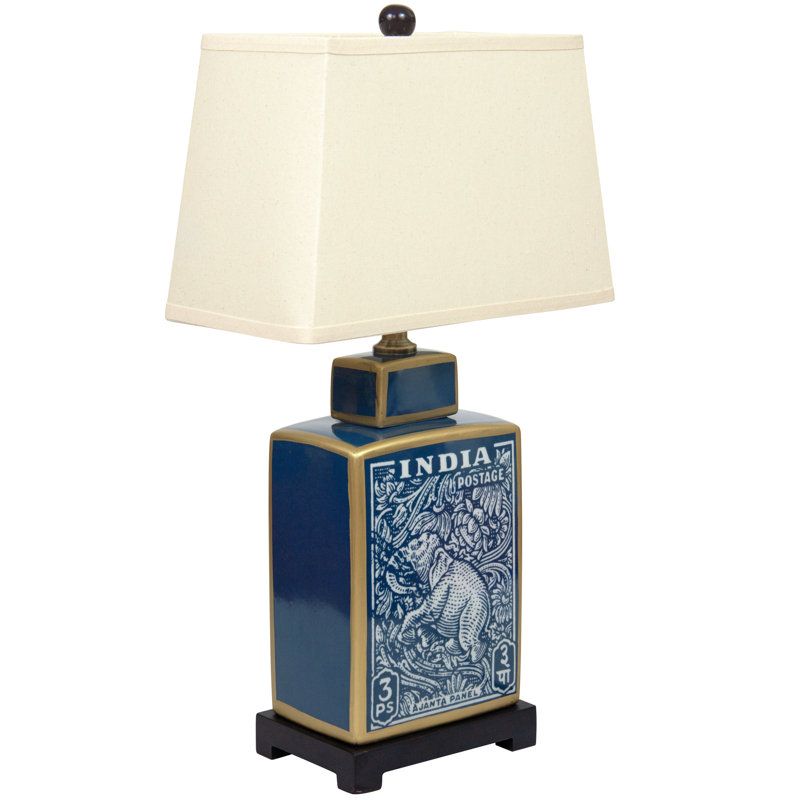 23" Blue Indian Elephant Table Lamp