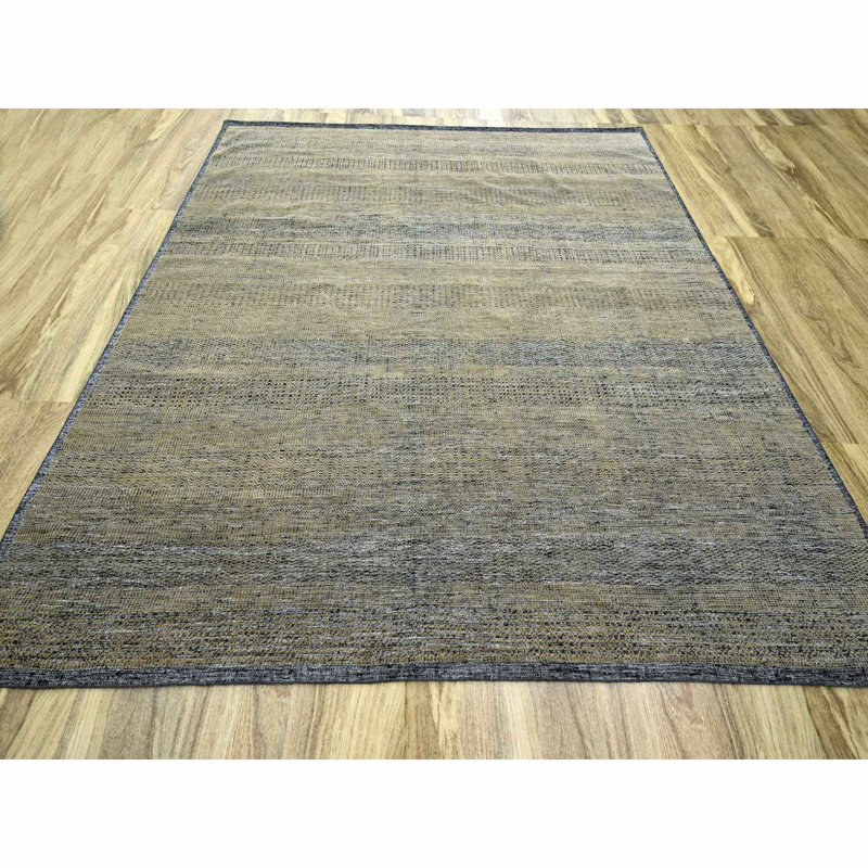 10'x10' Brown & Black Hand Knotted Oxidized Grass Design Wool Square Rug C5736F2F9FA5459A96BD33B117AD7C48