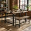 Set of 2 Industrial Dining Bench Powder Coated Steel Frame Table Seating-1720763508