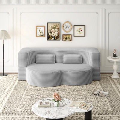 Matelas pliant pleine grandeur de 15 po pour le salon, canapé de sol moderne avec 2 coussins, canapé-lit convertible en velours côtelé moelleux, lit d'invité, aucun assemblage requis, gris clair